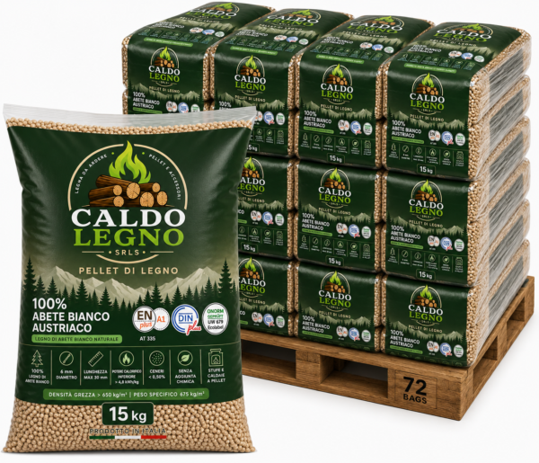 Home pellet caldo legno enplus a1 100% abete bianco 72 sacchi 15 kg